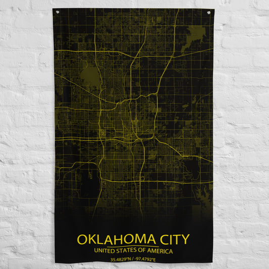 Oklahoma City Black and Yellow Flag Map