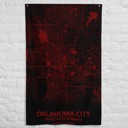 Oklahoma City Black and Red Flag Map