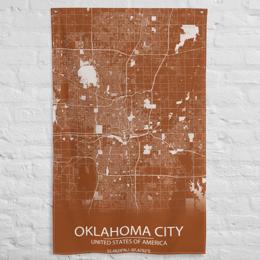 Oklahoma City Brown and White Flag