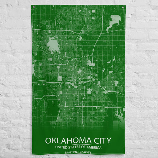 Oklahoma City Green and White Flag Map