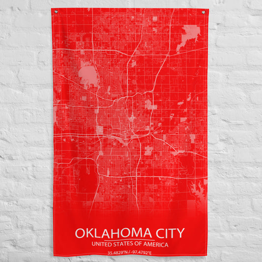 Oklahoma City Red and White Flag Map