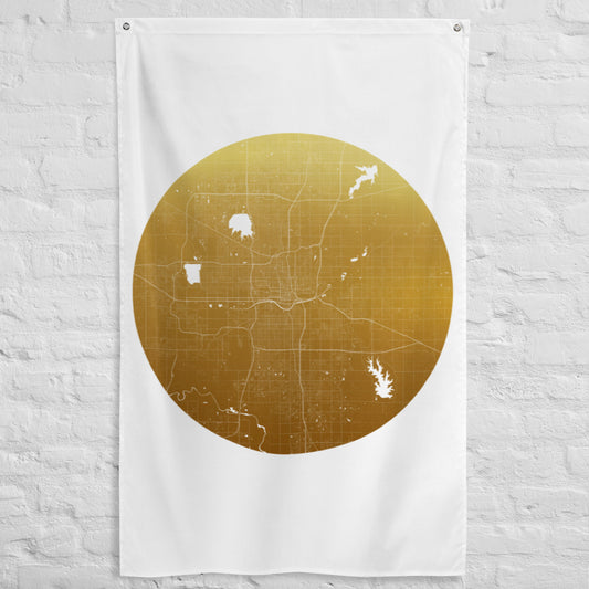 Oklahoma City Gold on White Flag Map