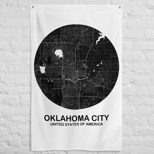 Oklahoma City Circular Black Flag Map