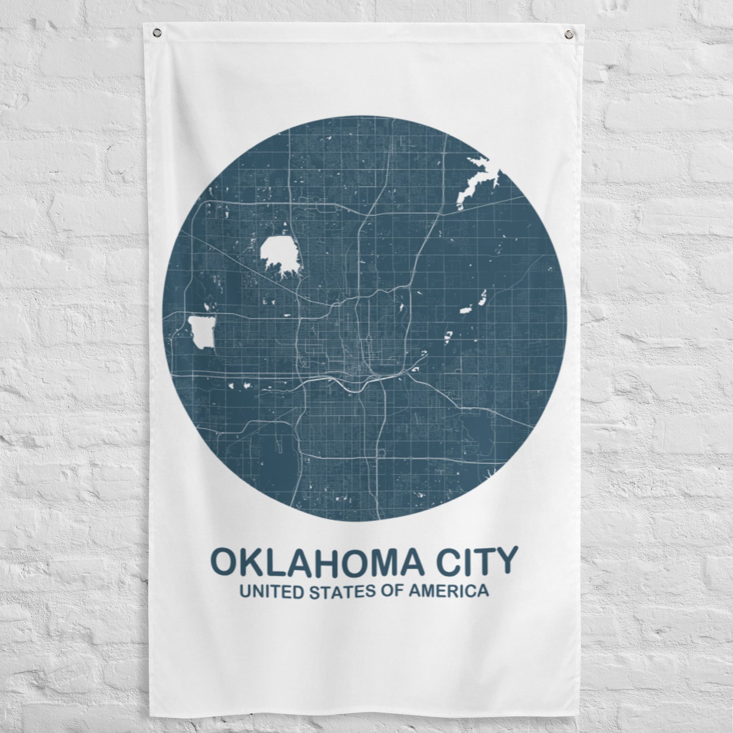 Oklahoma City Circular Blue Flag Map