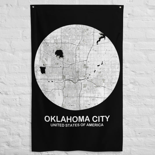 Oklahoma City Circular White Flag Map