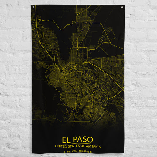 El Paso Black and Yellow Flag Map