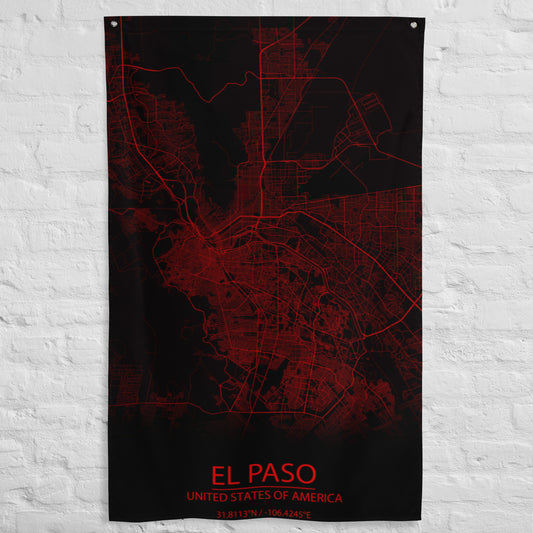 El Paso Black and Red Flag Map