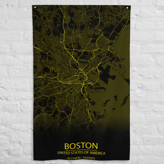 Boston Black and Yellow Flag Map