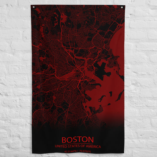 Boston Black and Red Flag Map