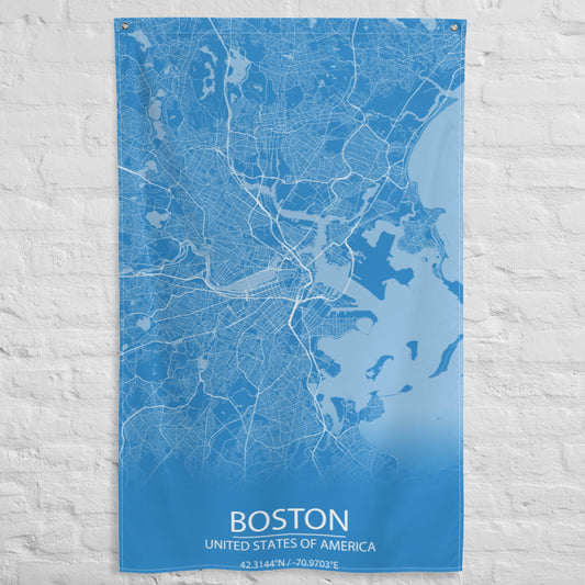 Boston Blue and White Flag Map