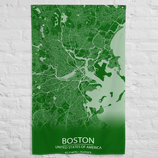 Boston Green and White Flag Map