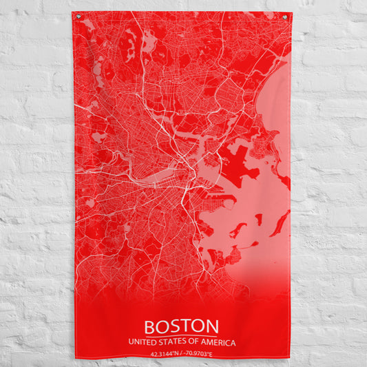 Boston Red and White Flag Map