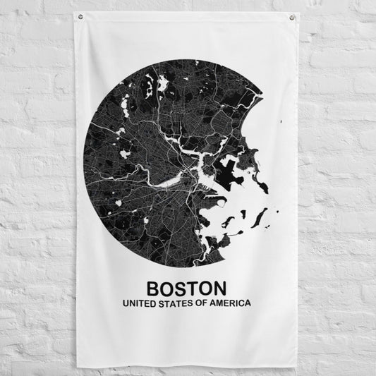 Boston Circular Black Flag Map