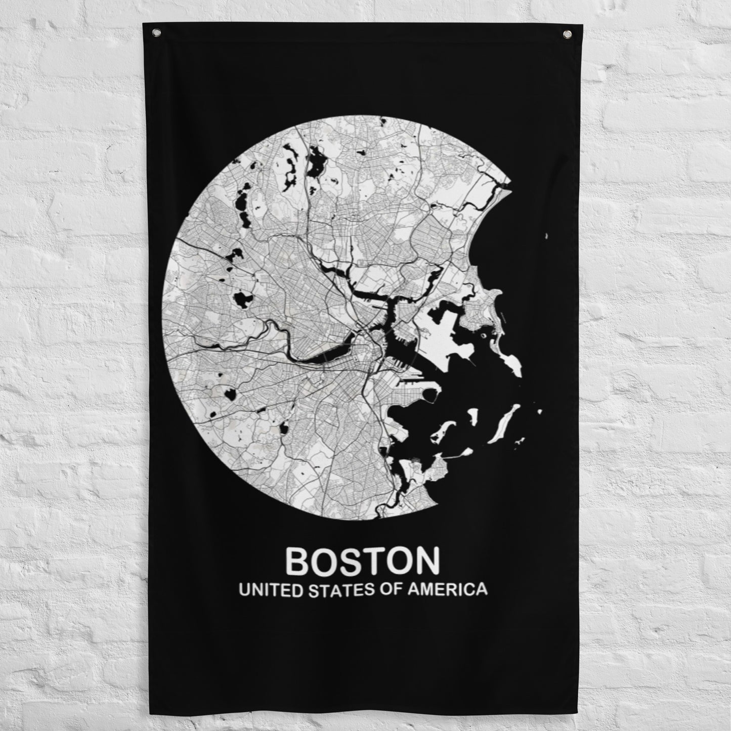 Boston Circular White Flag Map