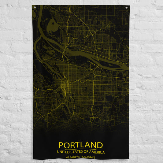 Portland Black and Yellow Flag Map