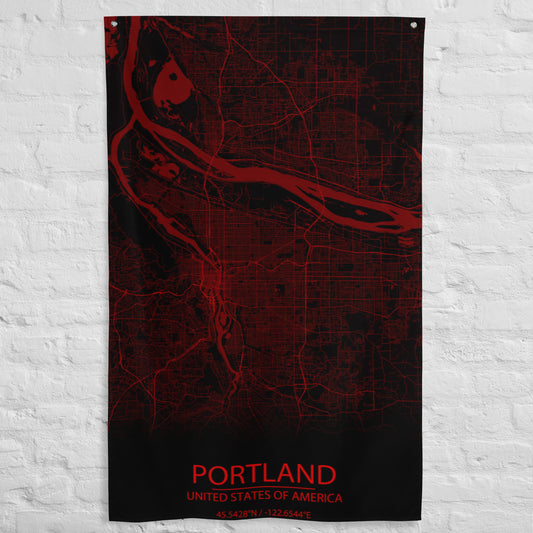 Portland Black and Red Flag Map