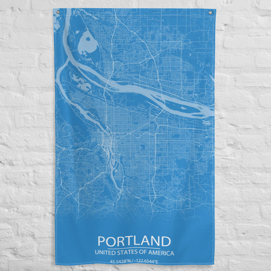 Portland Blue and White Flag Map