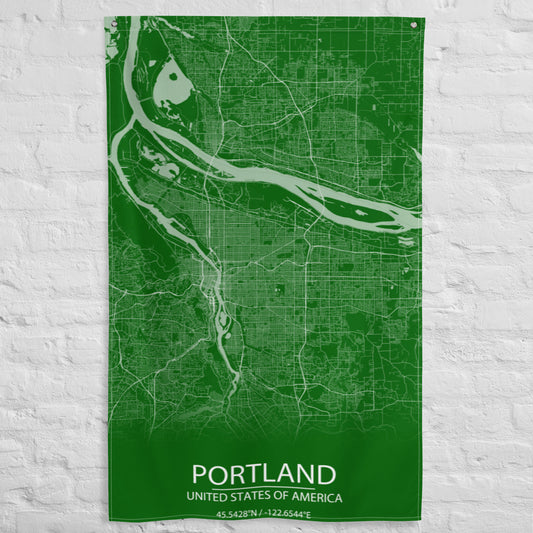 Portland Green and White Flag Map