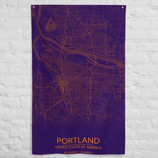 Portland Purple and Orange Flag Map