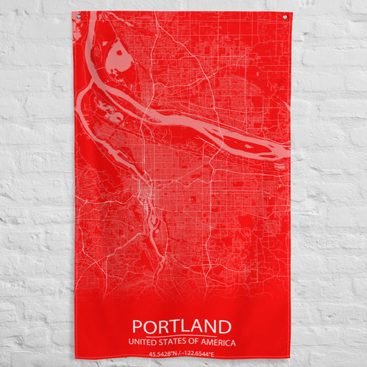 Portland Red and White Flag Map