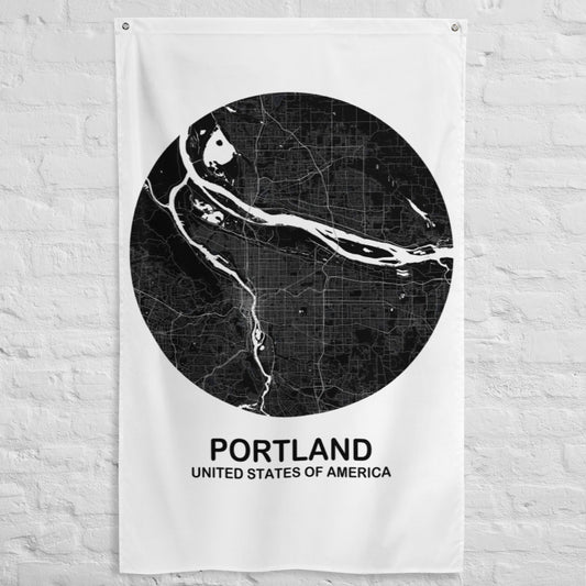 Portland Circular Black Flag Map