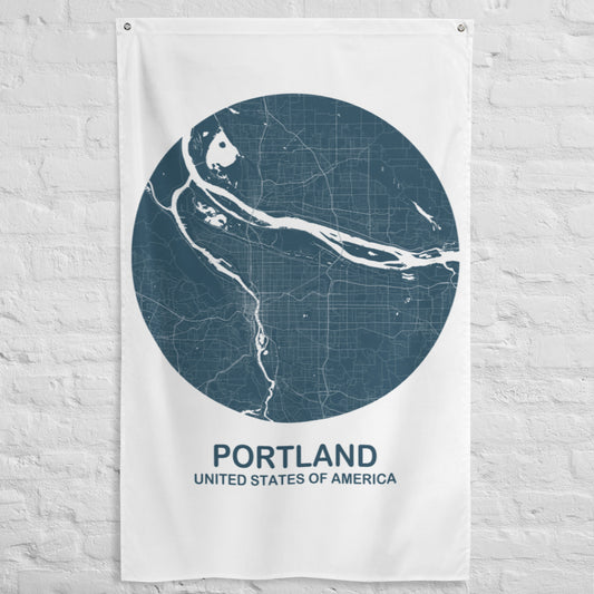 Portland Circular Blue Flag Map