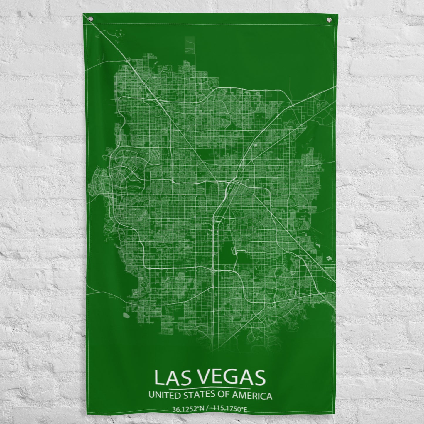 Las Vegas Green and White Flag Map