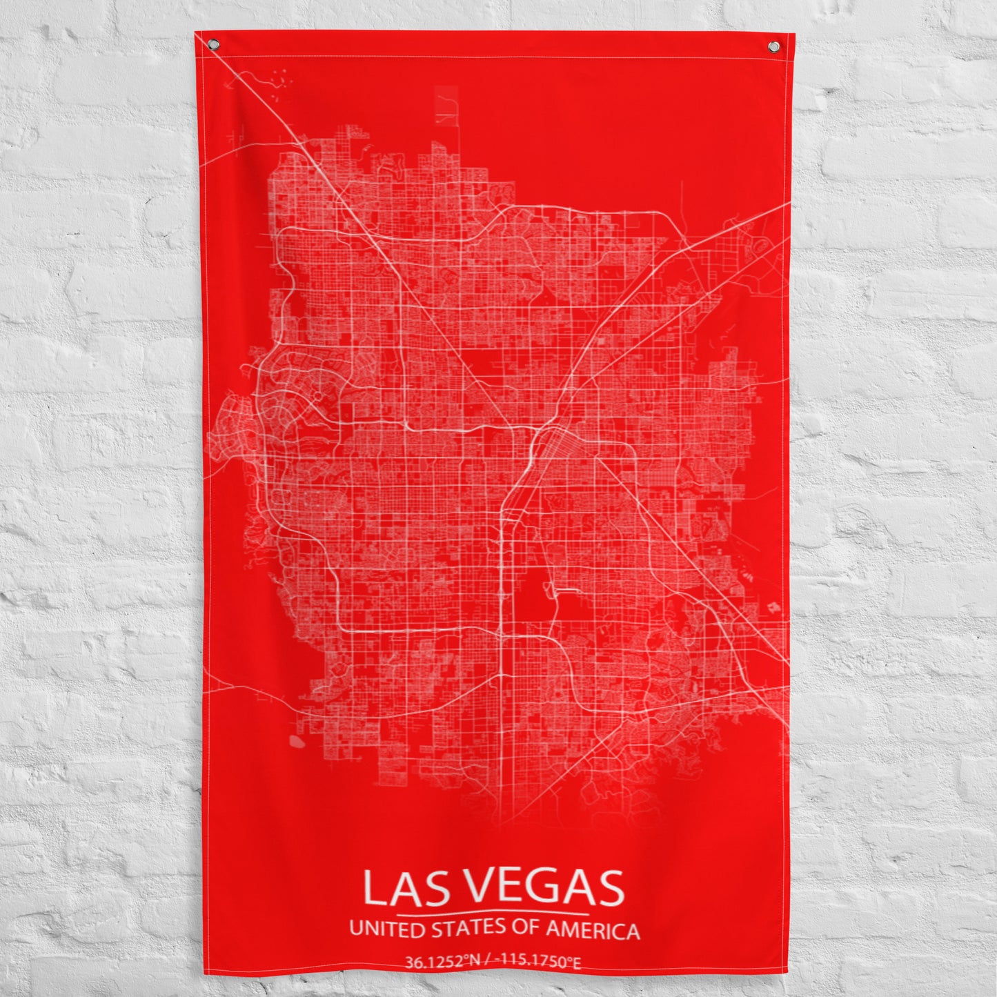 Las Vegas Red and White Flag Map