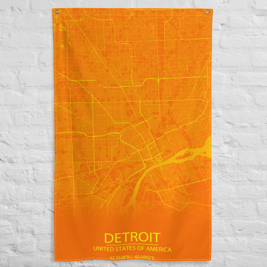 Detroit Orange and Yellow Flag Map