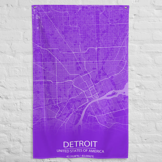 Detroit Purple and White Flag Map