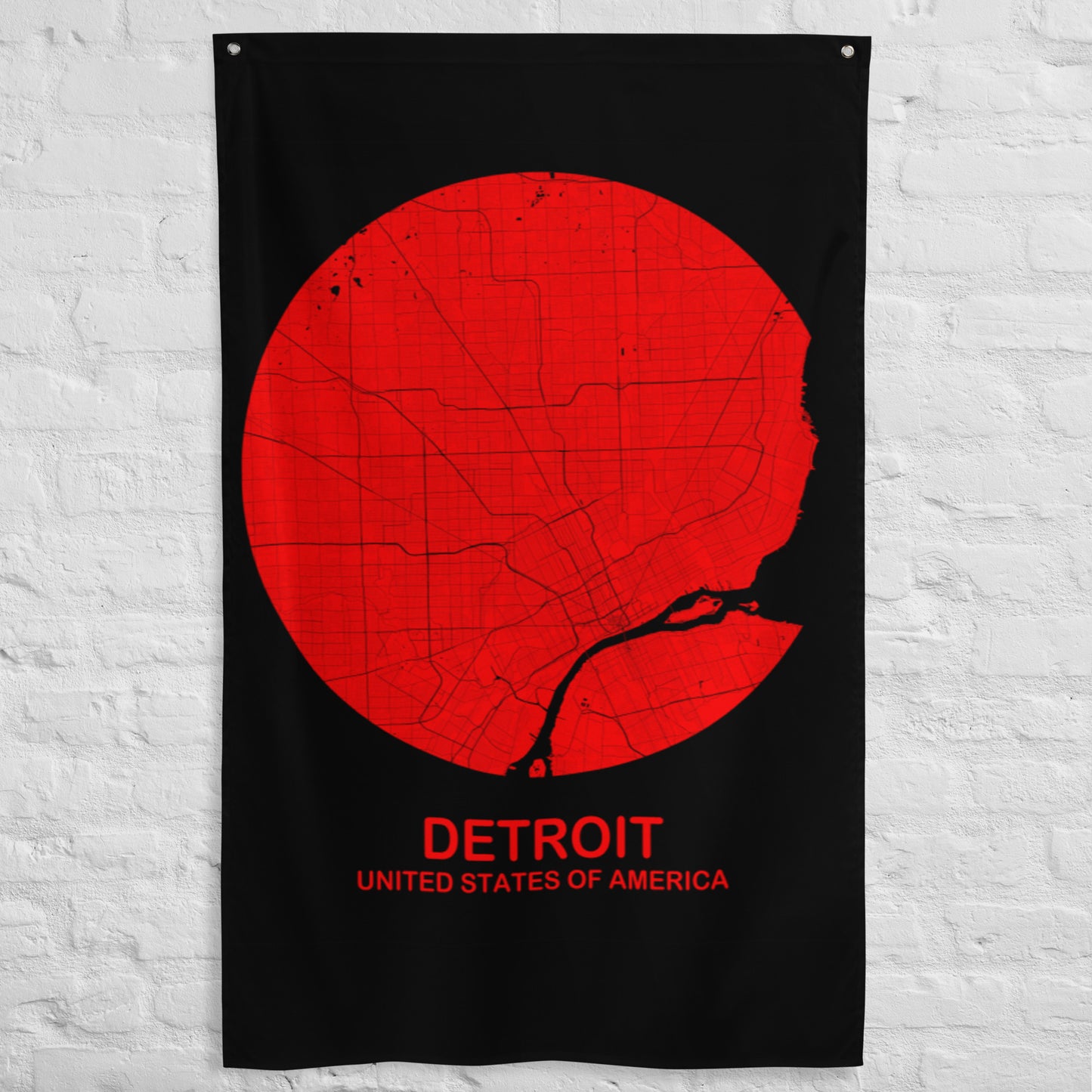 Detroit Circular Red Flag Map