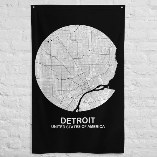 Detroit Circular White Flag Map