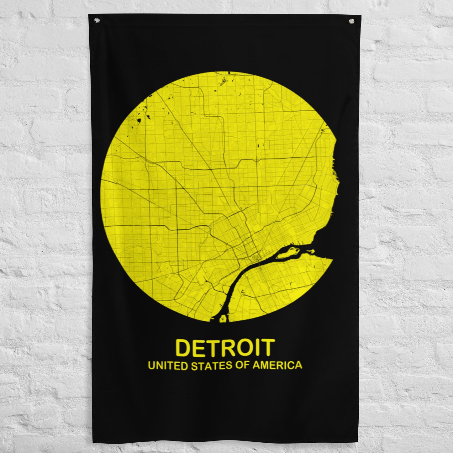 Detroit Circular Yellow Flag Map