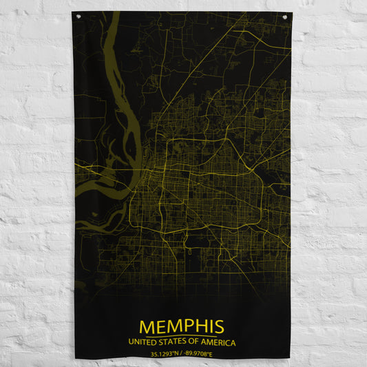 Memphis Black and Yellow Flag Map