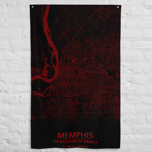 Memphis Black and Red Flag Map