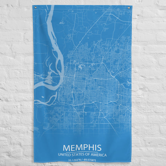 Memphis Blue and White Flag Map