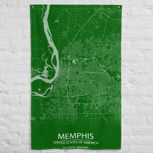 Memphis Green and White Flag Map