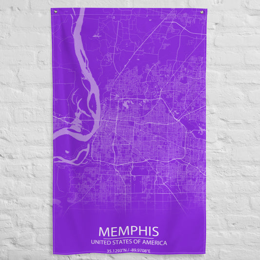 Memphis Purple and White Flag Map