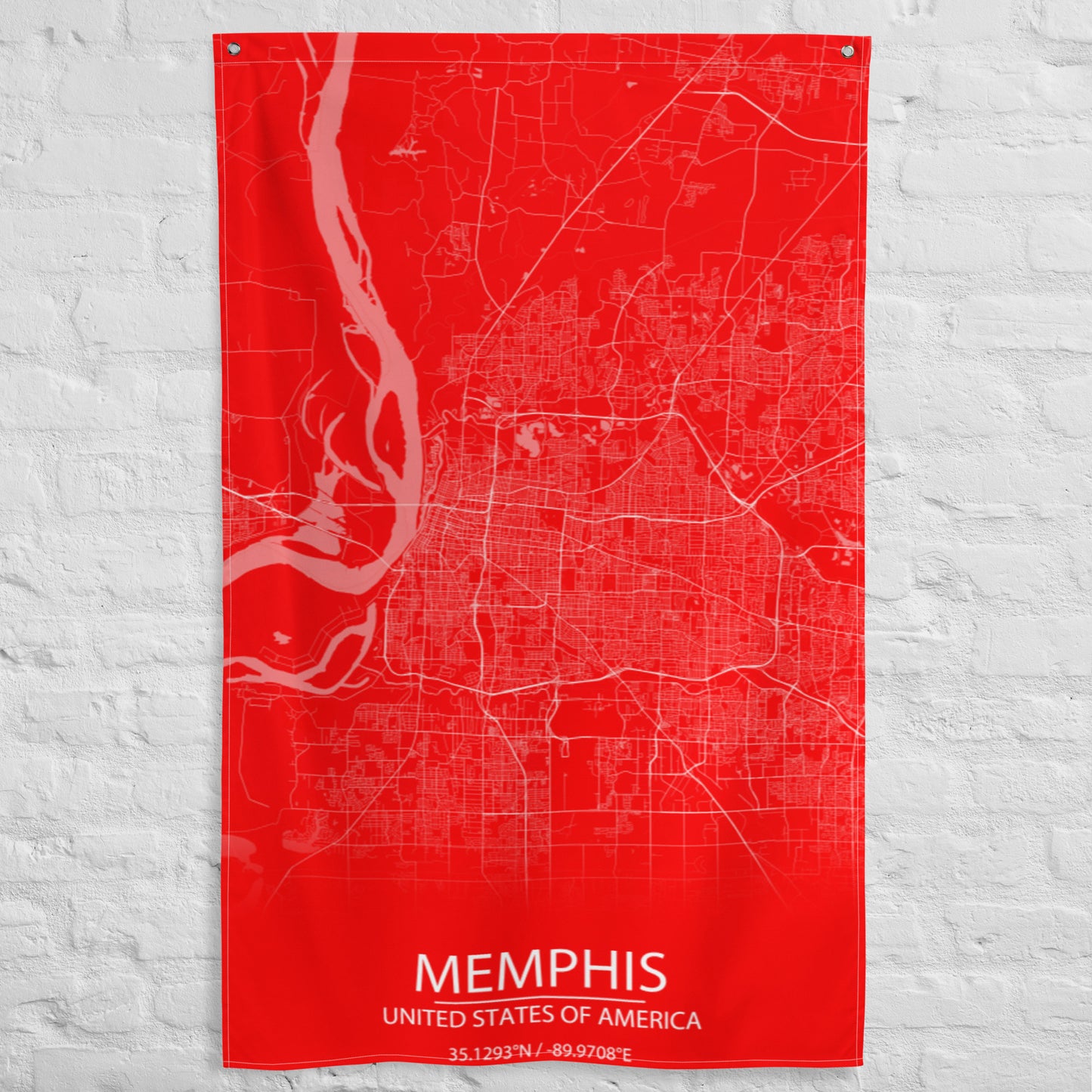 Memphis Red and White Flag Map