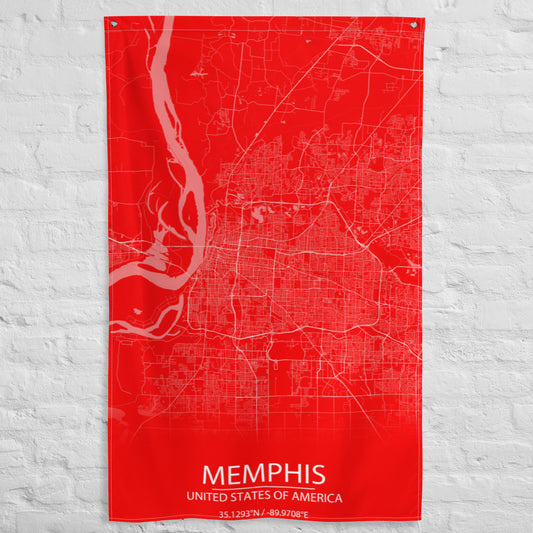 Memphis Red and White Flag Map