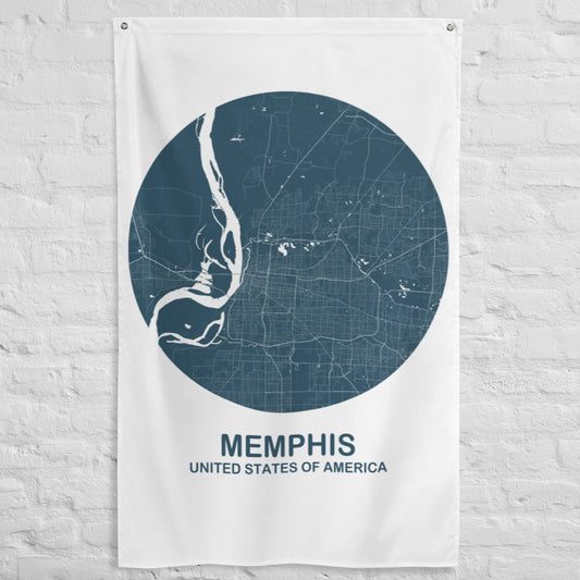 Memphis Circular Blue Flag Map