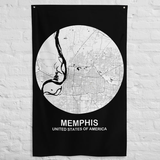 Memphis Circular White Flag Map