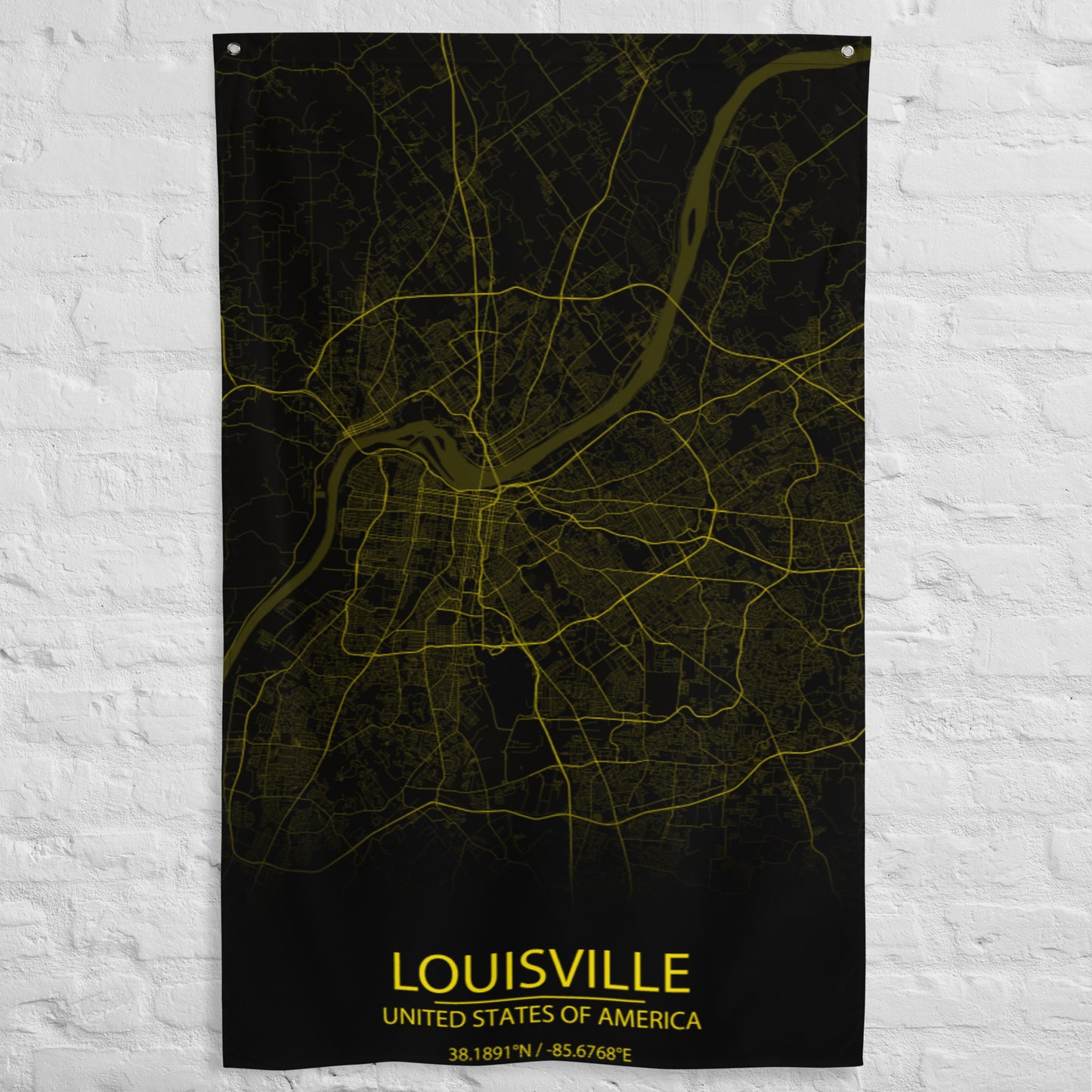 Louisville Black and Yellow Flag Map