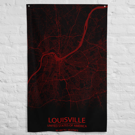 Louisville Black and Red Flag Map