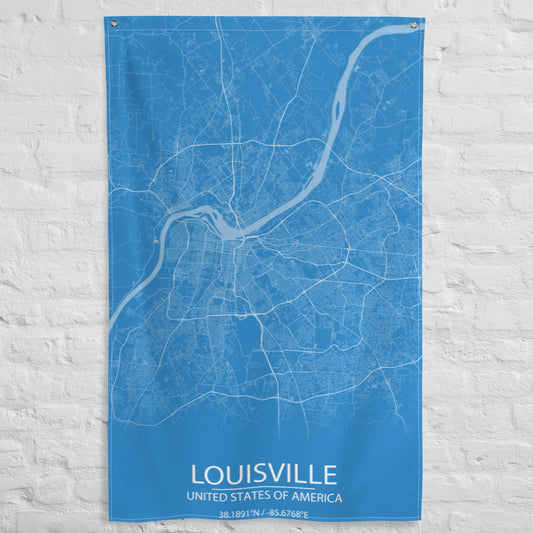 Louisville Blue and White Flag Map