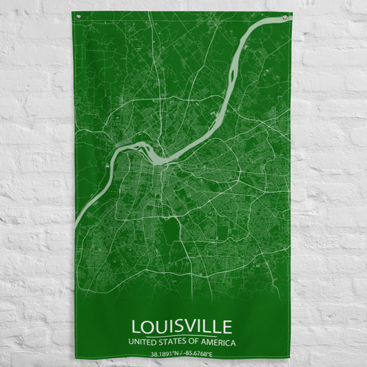 Louisville Green and White Flag Map