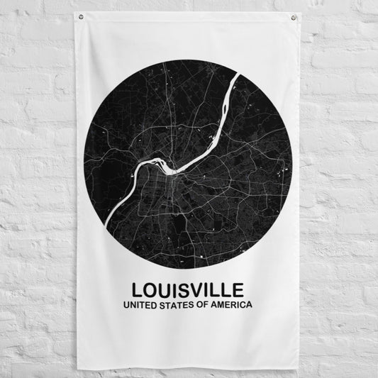 Louisville Circular Black Flag Map