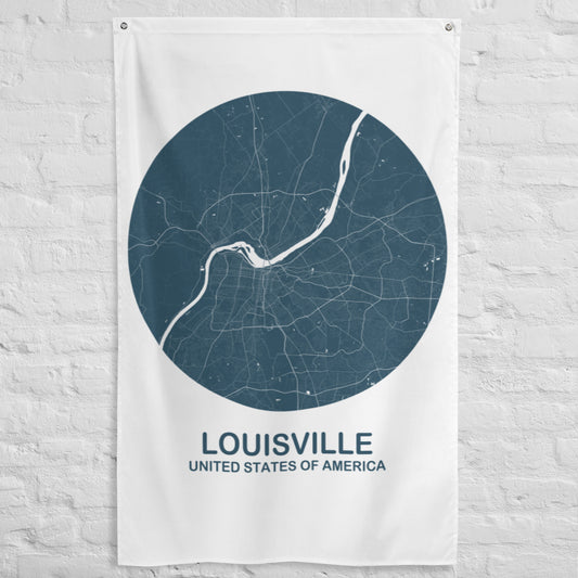 Louisville Circular Blue Flag Map