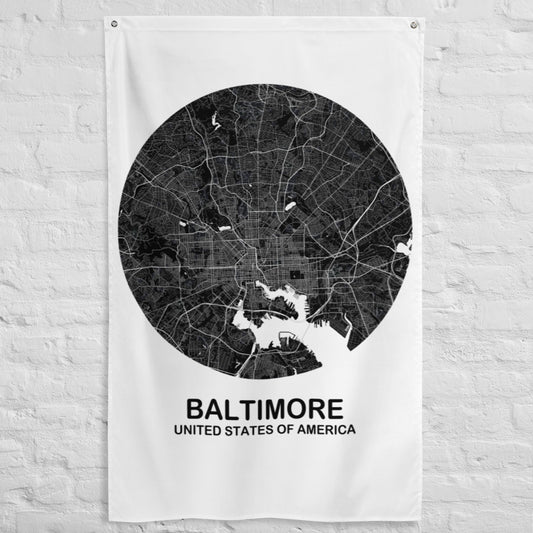 Baltimore Circular Black Flag Map