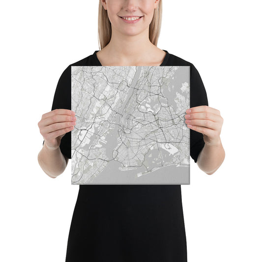 New York White Canvas Map